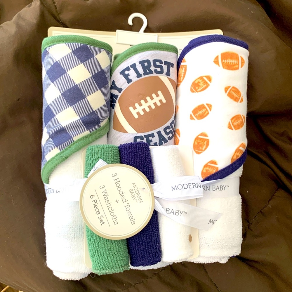 📌New baby set of 3 hooded towels & 3 wash cloths